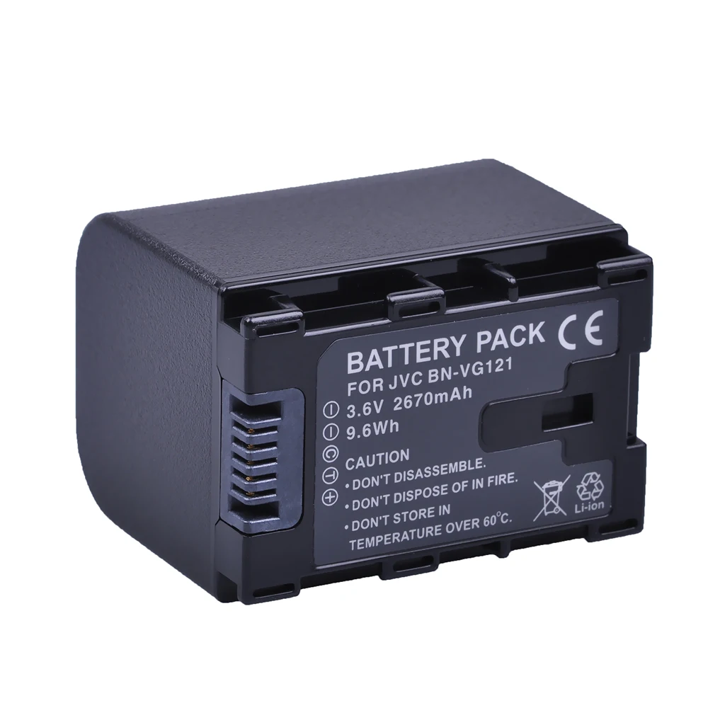 3.6V 2670mAh BN-VG121 BNVG121 Battery for JVC Camcorder GZ-HD620 HM330 MS210 GZ-HM650AC MG750 GX8 GX1 MG250 HM440 HM570 HM690