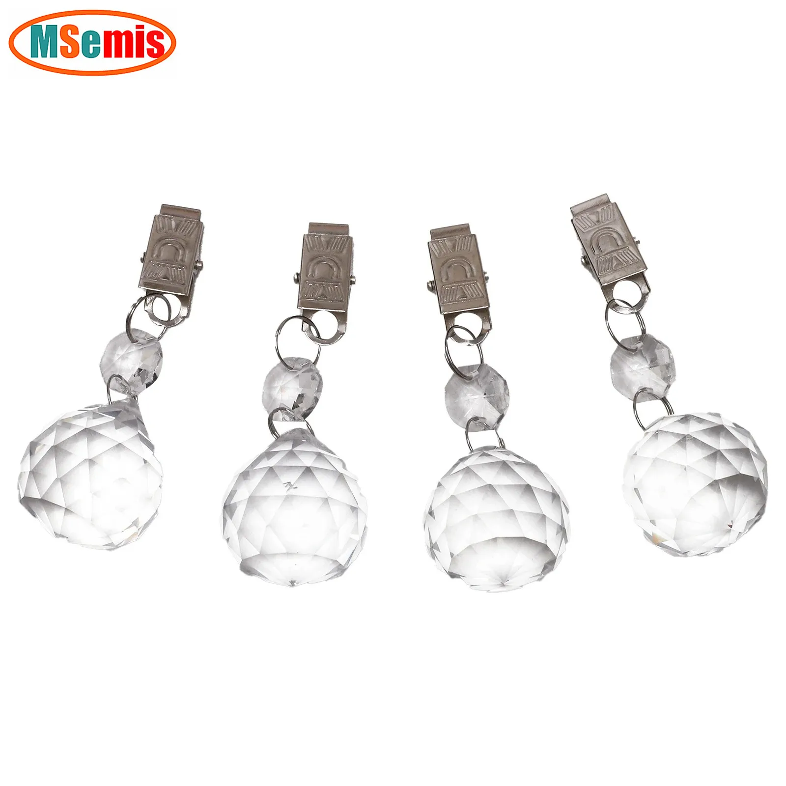 

4Pcs Tablecloth Clips Crystal Glass Weights Decorative Clear Curtain Weights with Stainless Steel Clips for Family Dinner