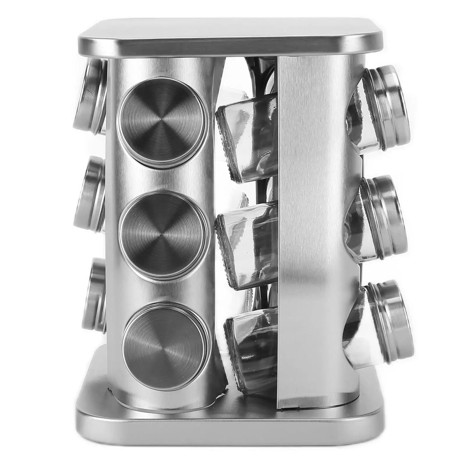 Stainless Steel Rotating Spice Rack - Revolving Seasoning Jar Holder with Stable Base for countertop Organization