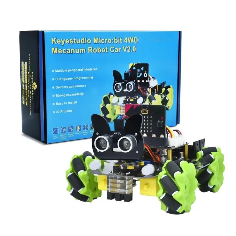DIY Electronic STEM Programming Microbit 4WD McNum Car V2.0 with Micro Bit Board intelligent machine car kit
