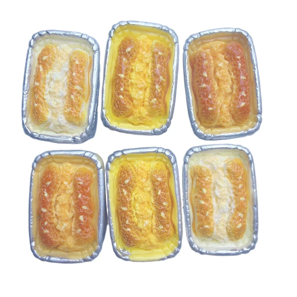 6/60Pcs Resin Accessories DIY Decor Miniature Simulation Bread Cheese Flatback Resin Cabochon Dollhouse Decoration Accessories