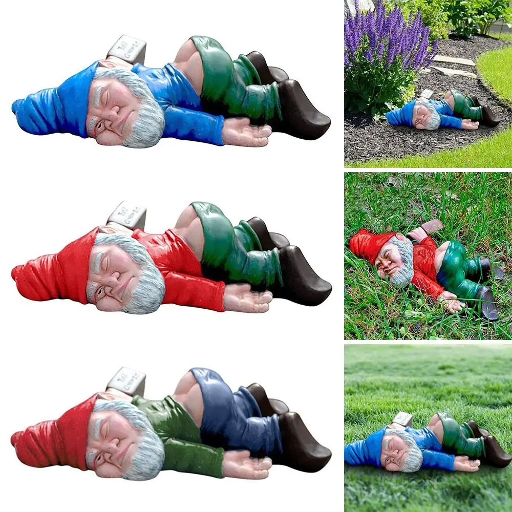 Creative Drunk Garden Gnome Patio Ornament Funny Rude Drunken Disorderly Statue Figurine Elves Bonsai Decoration