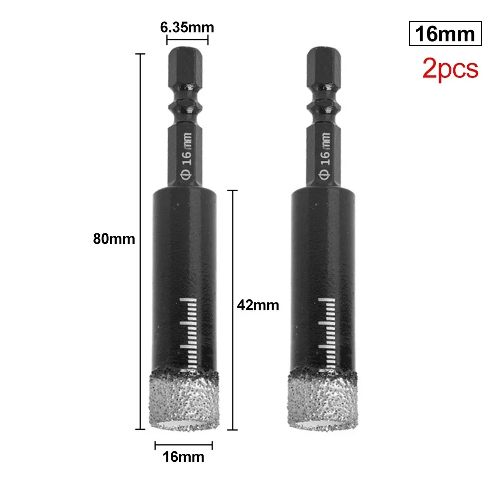 

Brand New High Quality Drill Bit 2PCS Hex Shank Marble Ceramic Tile 5/6/8/10/12/14/16mm Cutter For Diamond Dry