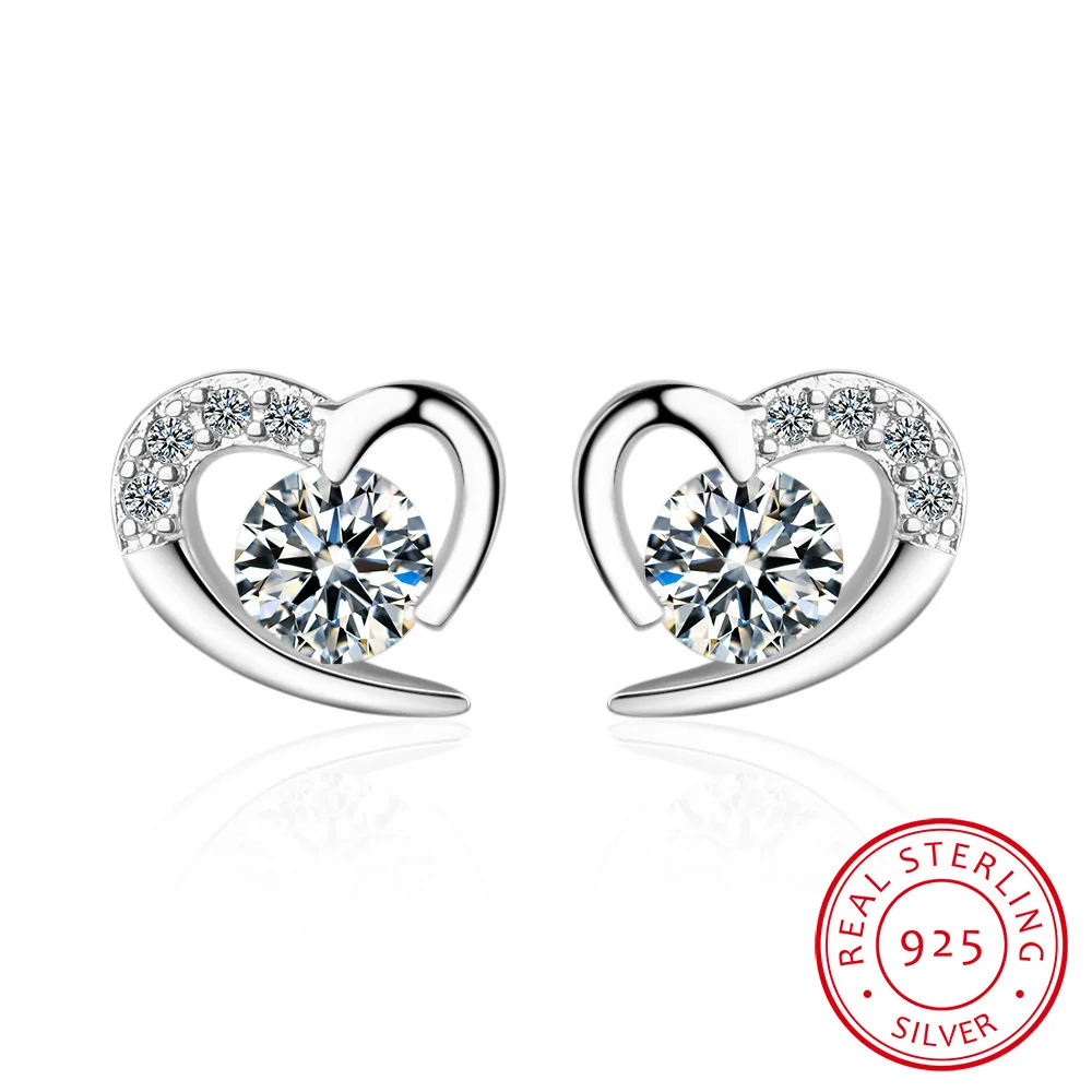 Tender Love 925 silver needle Earrings For Women Fine Jewelry Dazzling CZ Heart Stud Earring pendant earrings S-E477