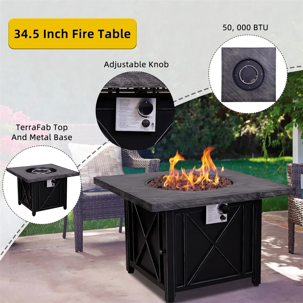 Современный уличный газовый ст – обзор и цена Outdoor Furniture With Fire Pit Table