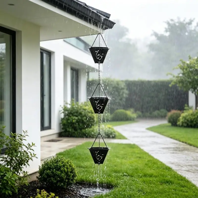 chaine-pluie-foncee-personnalisee-85-pieds-ideale-pour-l'amelioration-du-paysage-exterieur