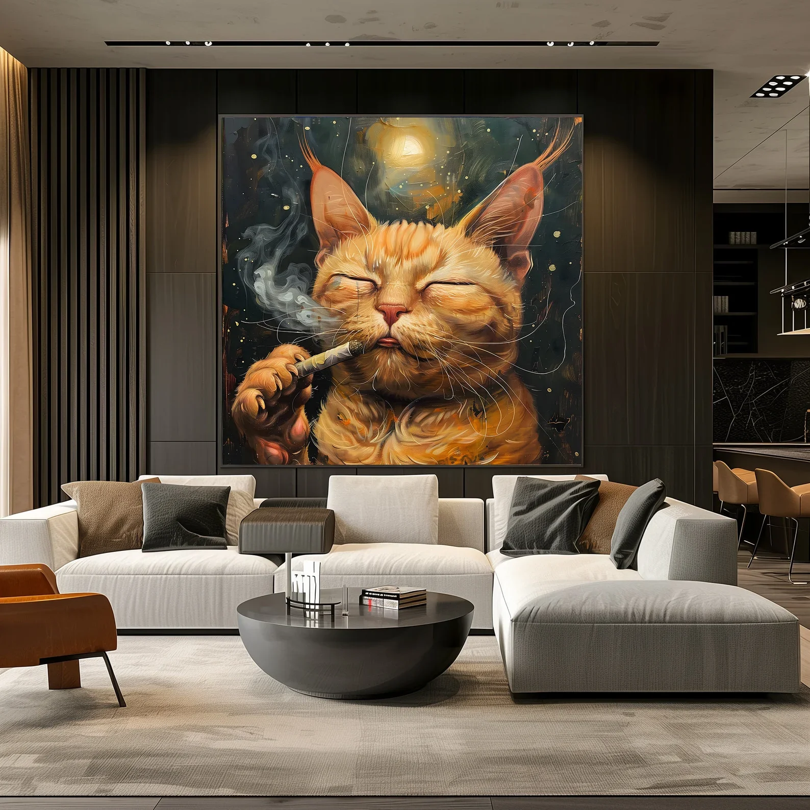 Chill Cat Surreal Smoking Cat Poster Fun and Unique Decor for Home or Office Giclée Art Print poster