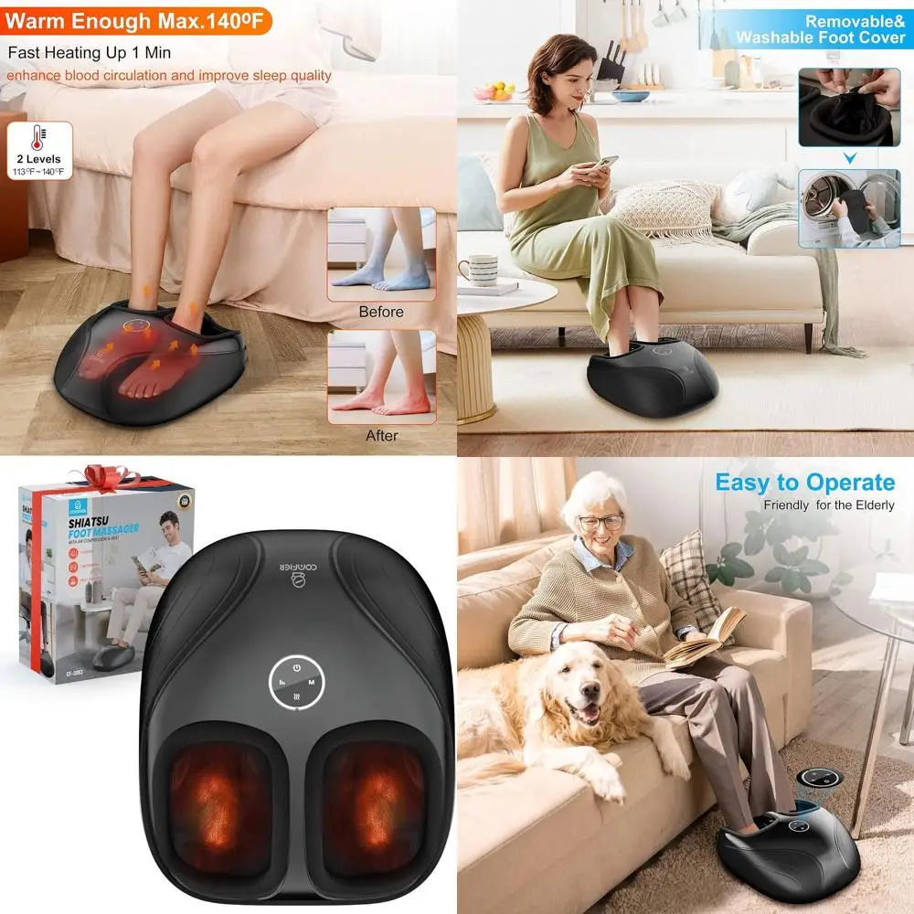 

Heated Shiatsu Foot Massager for Plantar Fasciitis Relief, Kneading and Rolling for Foot Pain, Ideal for Home and Office, Great