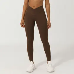 Legginsy Fitness damskie sportowe spodnie do jogi z wysokim stanem legginsy treningowe do biegania na siłownię z krzyżową talią szybkoschnący Push-Up