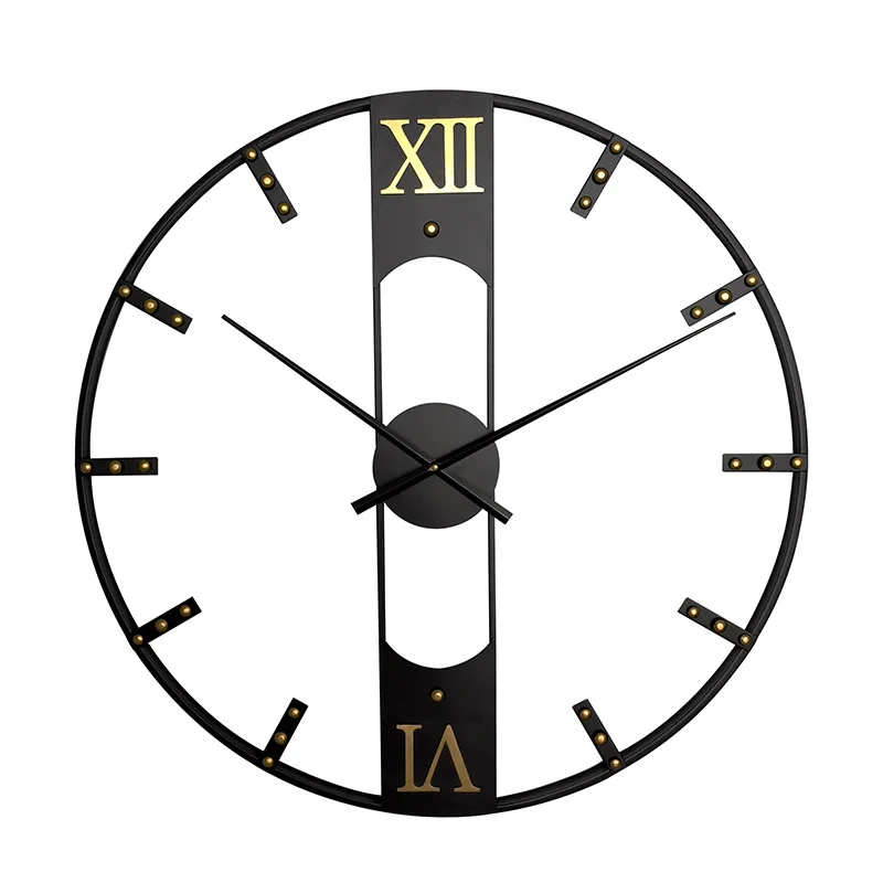 Creative silent wall clock with iron rivet scale