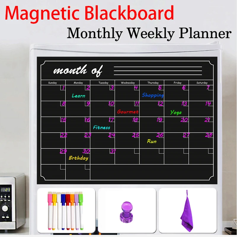 A3 Size Magnetic Chalkboard Monthly Planner Fridge Sticker Message Sheet Menu Board Chalkboard Labels Tableau Magnetique