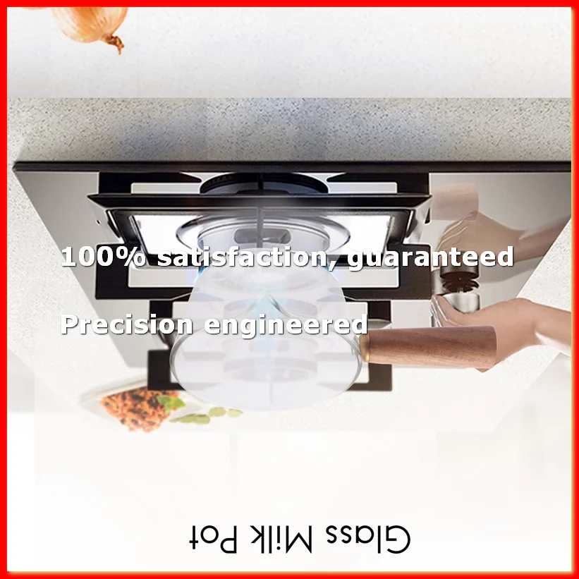 Glass Milk Pot with Wooden Handle 400Ml Cooking Pot for Salad Noodles Gas Stove Cookware-ROWI