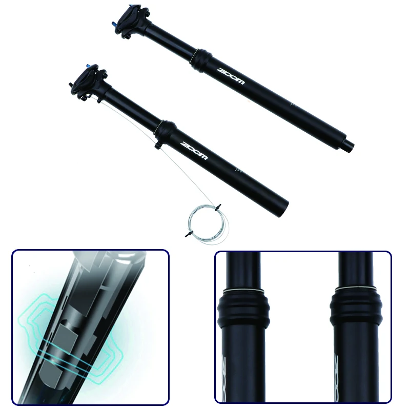 ZOOM telescopic tija mtb dropper seatpost Inner and Outer Remote Control Pole Mountain Bike Hydraulic Telescopic Canoe 30.9/31.6