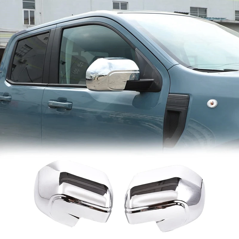 For Ford Maverick 2022 2023 Rear View Mirror Outside Housing Door Side Rearview Mirror Cover Cap Trim Replacement Parts (Silver)