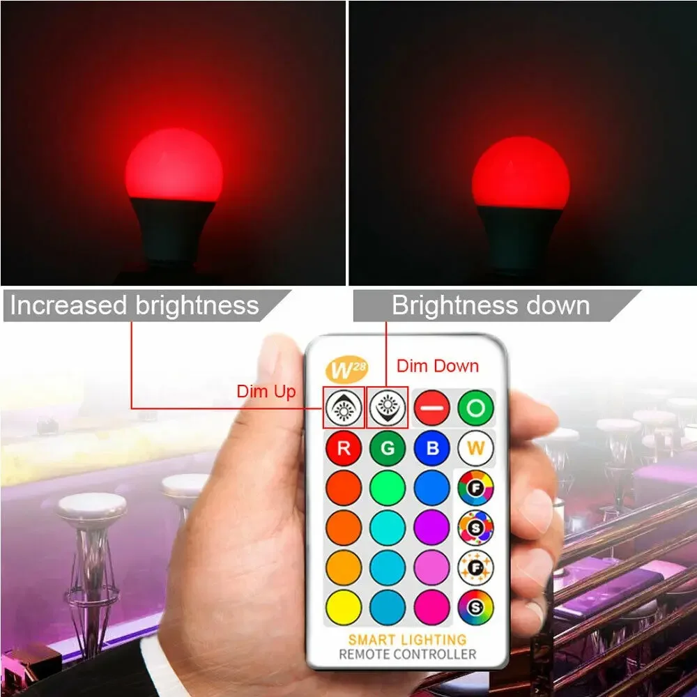 Imagem -03 - Rgb Led Magic Lâmpadas para Home Decor 16 Cores Mudando E27 B22 A60 Globo 5w 10 w 15w Lâmpadas com Controle Remoto ir 110v 220v