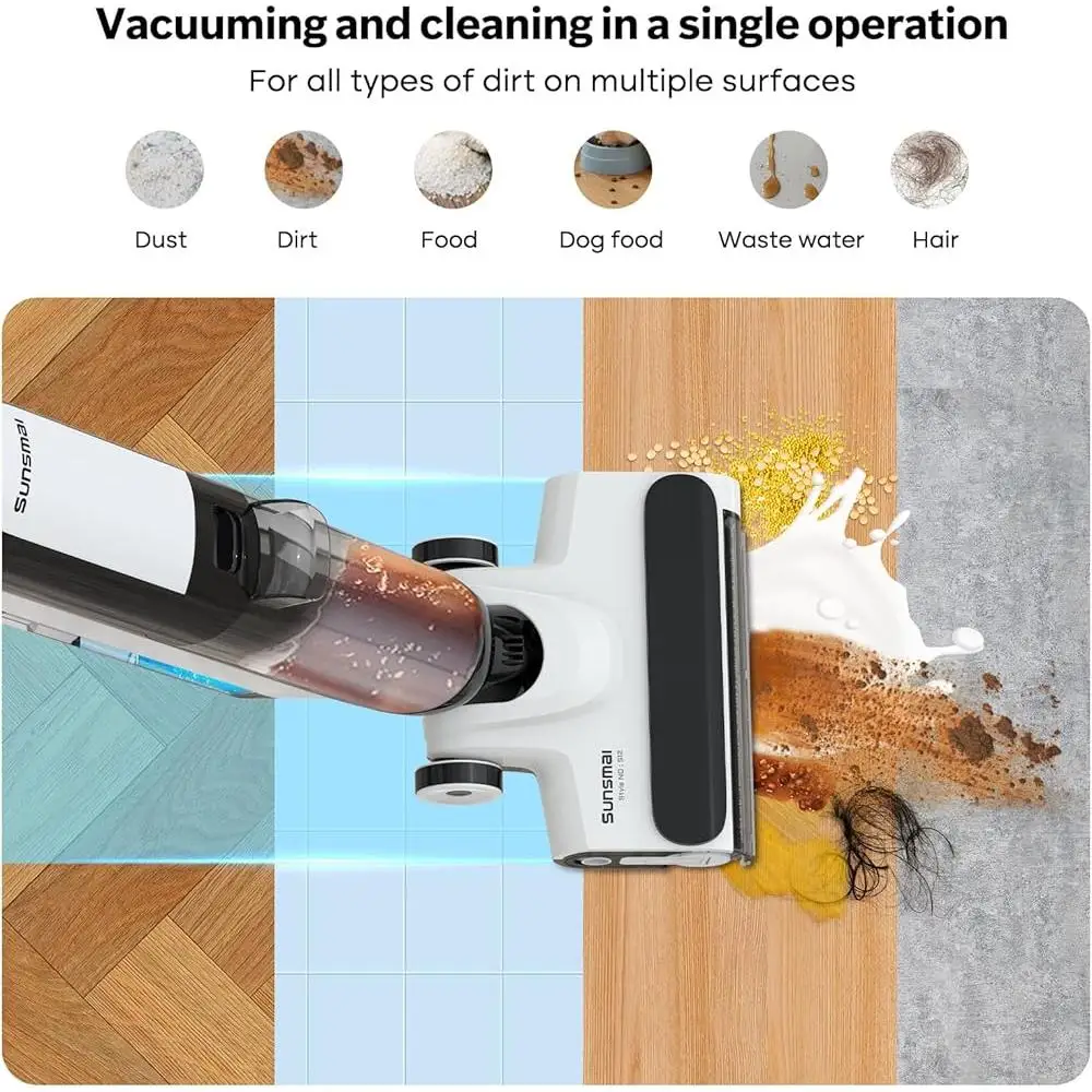 Cordless Wet Dry Vacuum Cleaner Self Cleaning Electrolyzed Water Technology HEPA Filtration System LED Display Voice Guidance