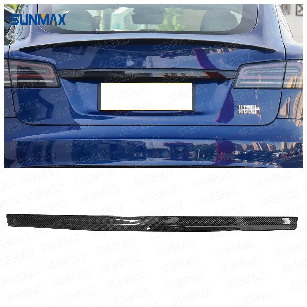 

For Model S X 2021 2022 2023 Real Carbon Fiber Rear Trunk Lid Cover Trim Tailgate Trunk Door Overlay Strip Car Accessories