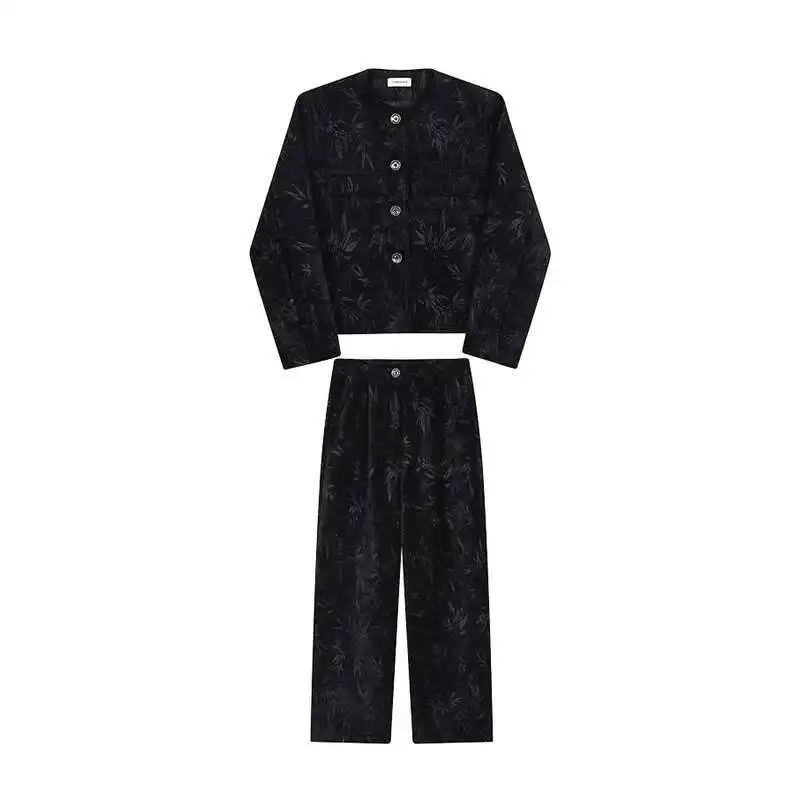 LUZHEN Chinese Style Woolen Two-piece Sets Men\'s Elegant Suit Short Jacket Straight Casual Pants New Fashion Male Clothes LZ7829