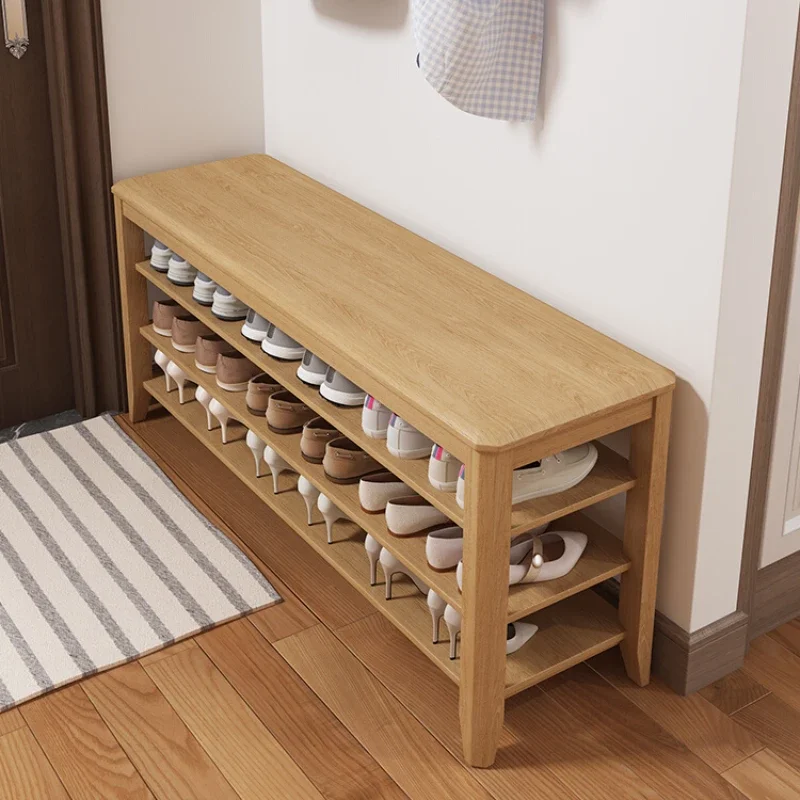 Solid Wood Shoe Cabinet Door Shoe Rack Home Simple and Economical Indoor Beautiful Shoe Rack Can Sit and Save Space