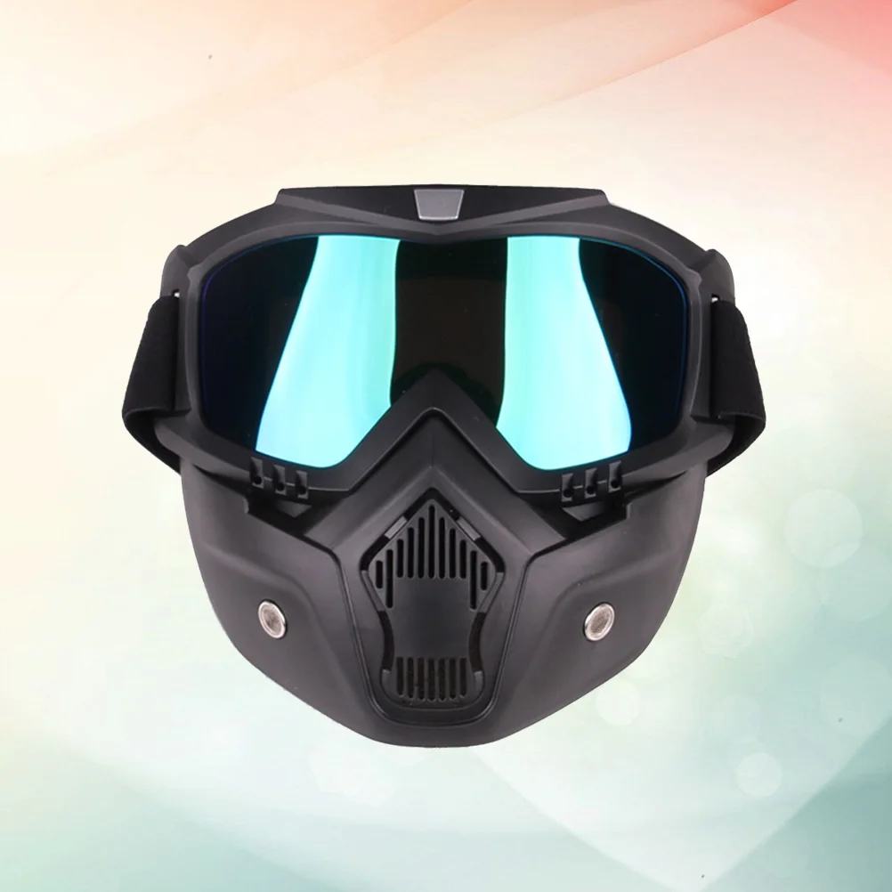 

Motorcycle Face Mask Riding Detachable Goggles Glasses Colorful Motorbike Lens