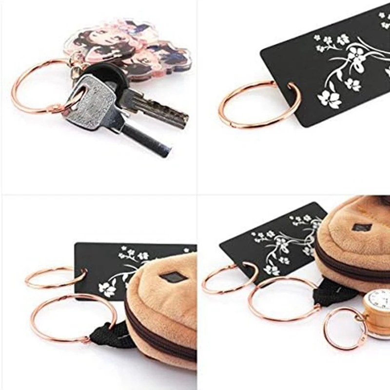50Piece Book Ring Assorted Set 1 Inch 1.5 Inch 2 Inch Rose Gold Metal Loopbook Binder Hinge Buckle DIY Binding Ring