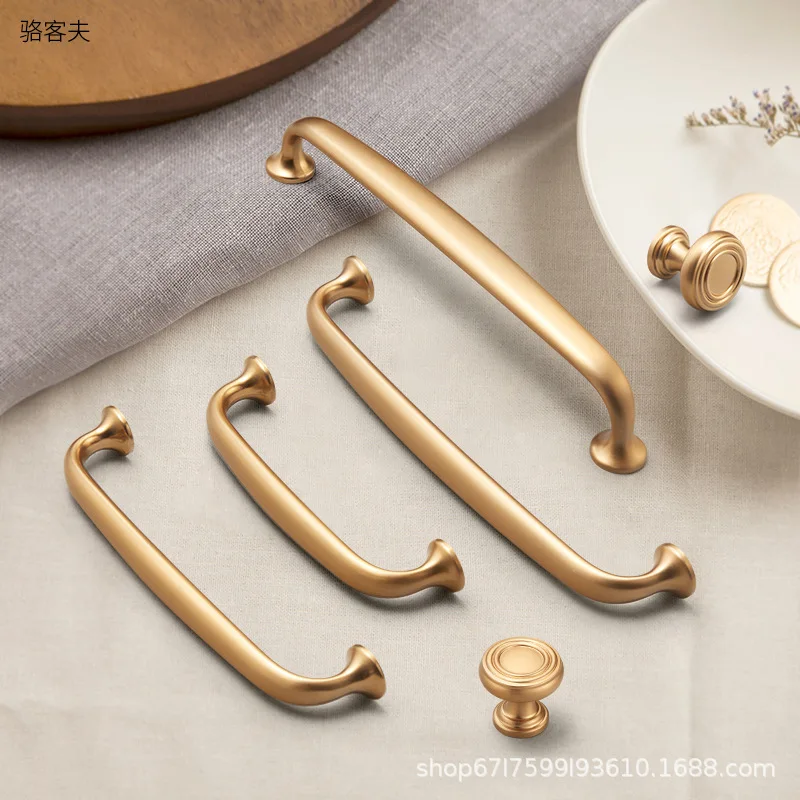 Cabinet door pull, wardrobe door handle, drawer handle, American style golden bathroom handle, kitchen door handle