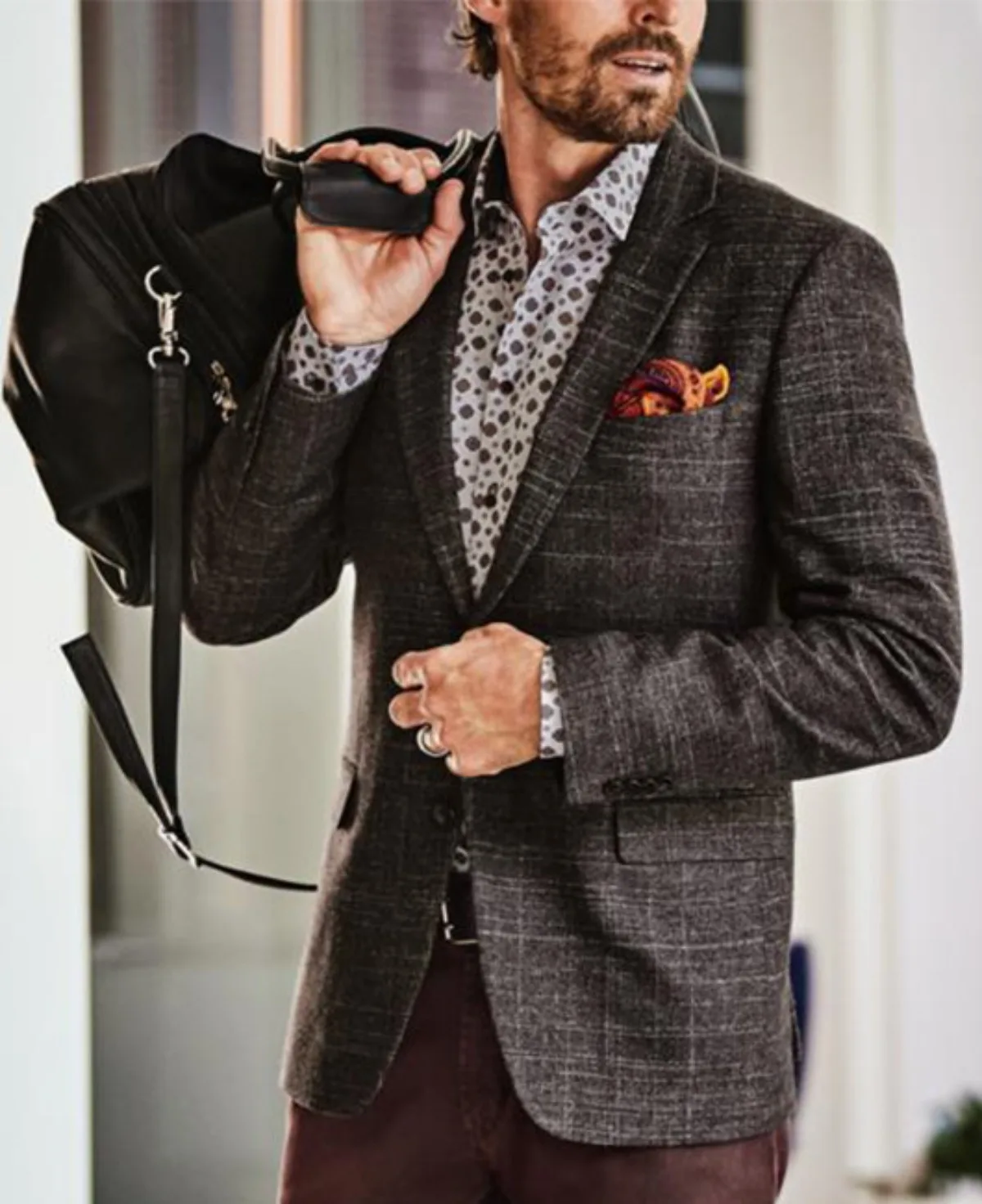 

2025 Men's Custom Fit Checkered Blazer Single Breasted 2 Button Slim Fit Casual Business Casual Office Wear Jacket