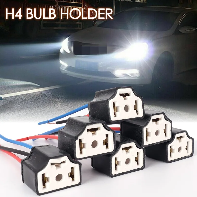 Three Hole Car H4 Bulb Socket Female Plug Auto H4 Headlight Bulbs Wear Resistant Ceramic Holder 13cm H4 Headlamp Connector Part