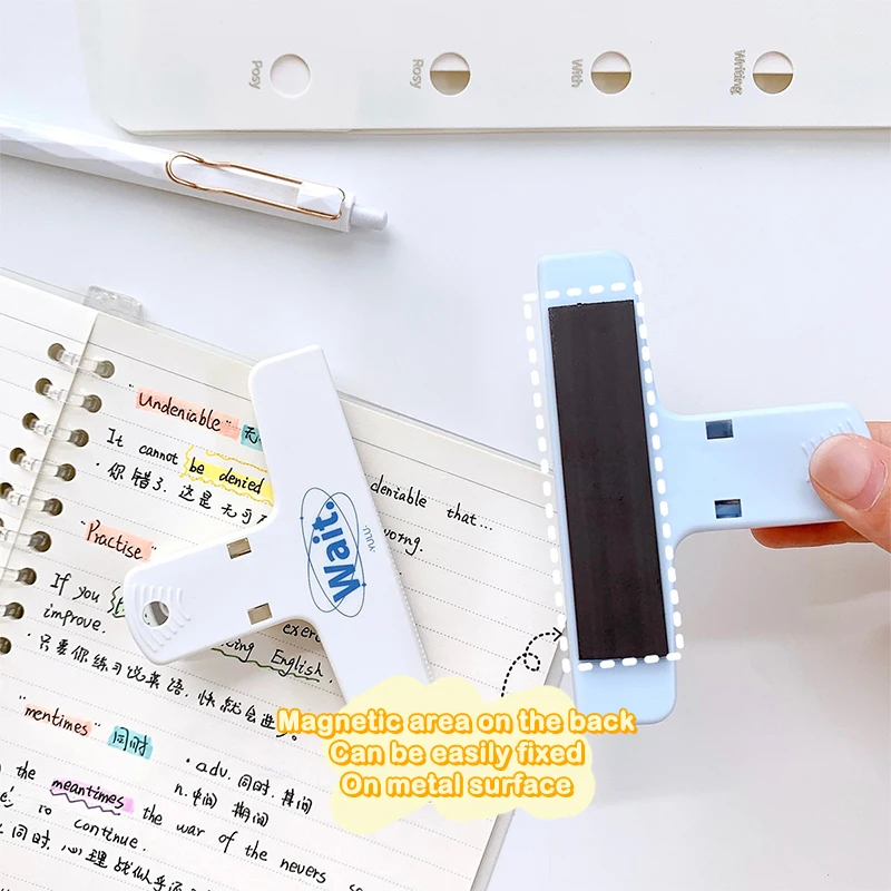 Simple Style Multifunctional Magnetic Clip Memo Folder Anti-curling Artifact With Hanging Hole Student Supplies Stationery