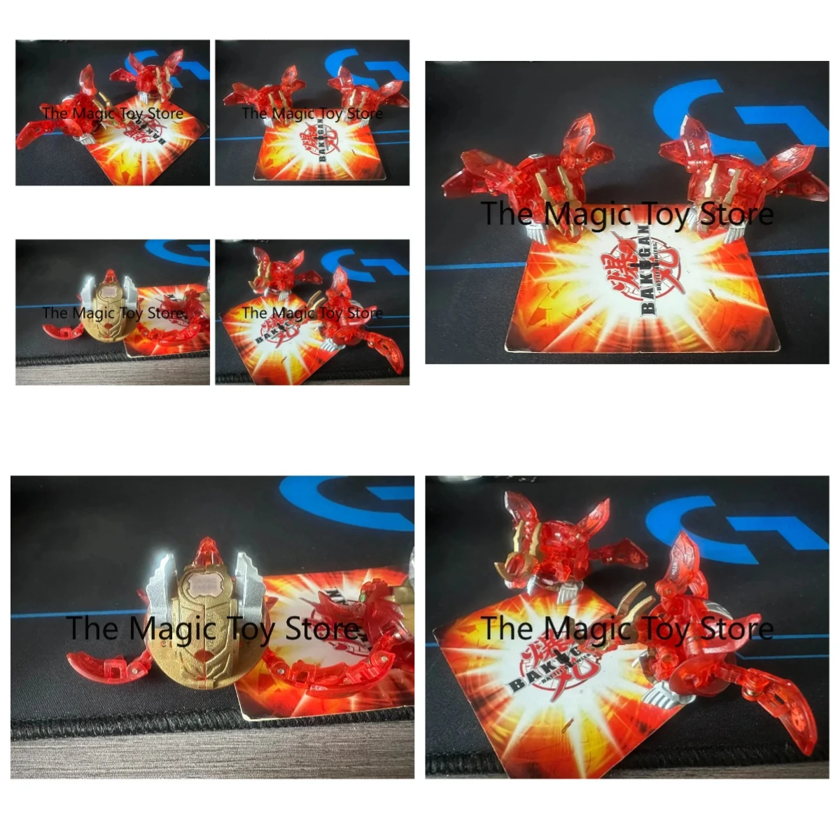 Original SEGA Bakugan Series 1 BakuTech Red Translucent Split Dragon Collectible Deformation Figure Model Toy