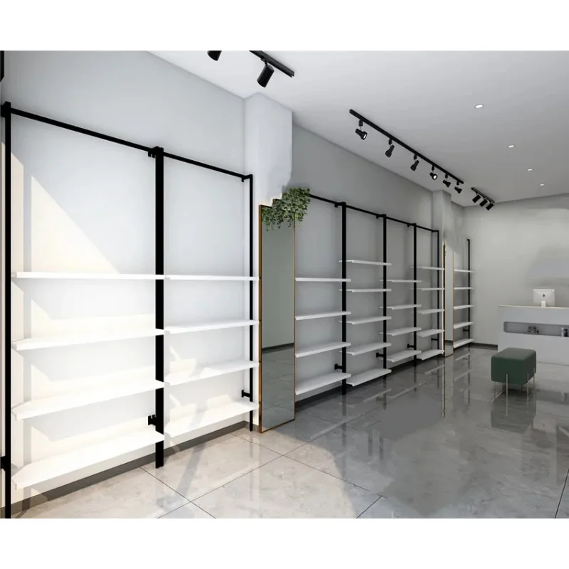 custom.Custom Luxury Layer Metal Bag Shoe Shelf Stainless Steel Wall Mounted Shoes Stand Store Display