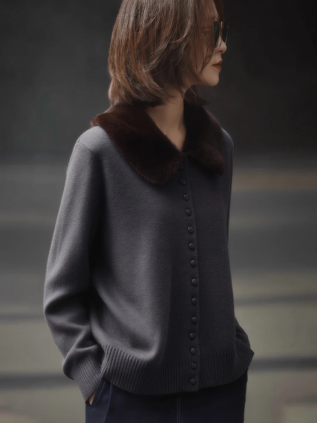 

Winter 2025 Commute Sle Women's Knitted Sweater with Fur Collar Casual Layering Top Long Sve Warm Thermal Faion