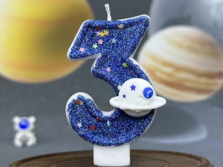 DIY Planet-Thema Raumschiff 0-9 DIY digitale Kerze Dunkelblaue Geburtstagskerze Weltraum-Thema Party-Kuchendekoration – Detail 13