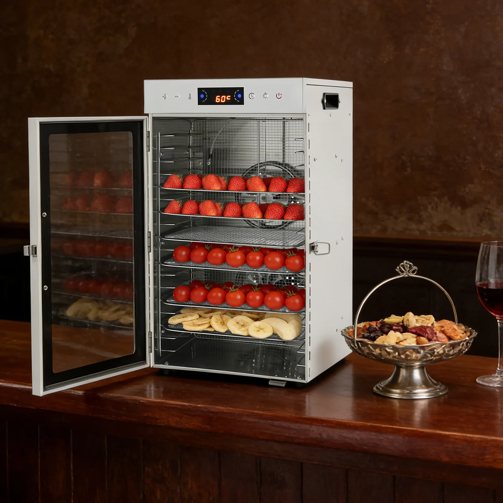 18 Trays Food Dehydrator 304 201 Stainless Steel Fruit Dryer 800W Commercial Food Dryer Machine for Meat, Fruit, Beef, Pet Food view 5