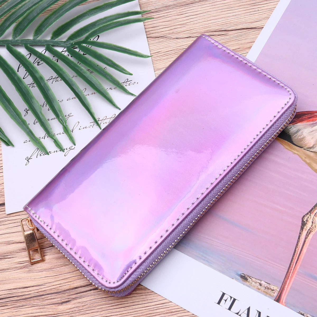 

Laser for Women Sparking Sequins Wallet Slim Long Purse Zippered Coin Pocket Clutch Bag Shiny Evening Wallet Cellphone Holder