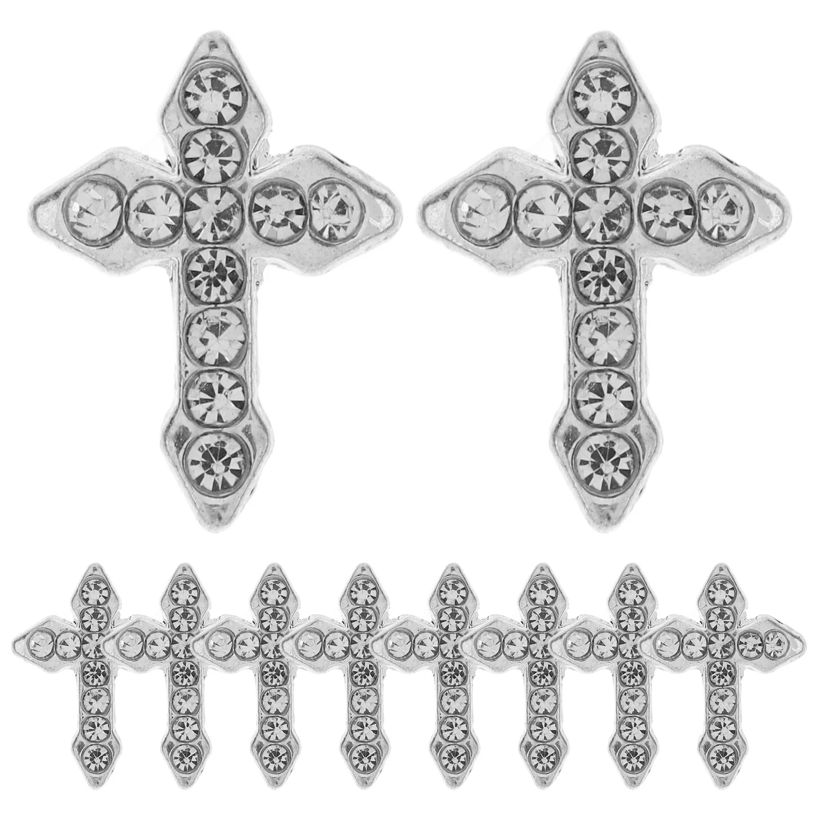 

10 Pcs Cross Nail Shape Charms for Nails Metal Acrylic Design Diamond Goth Ornament