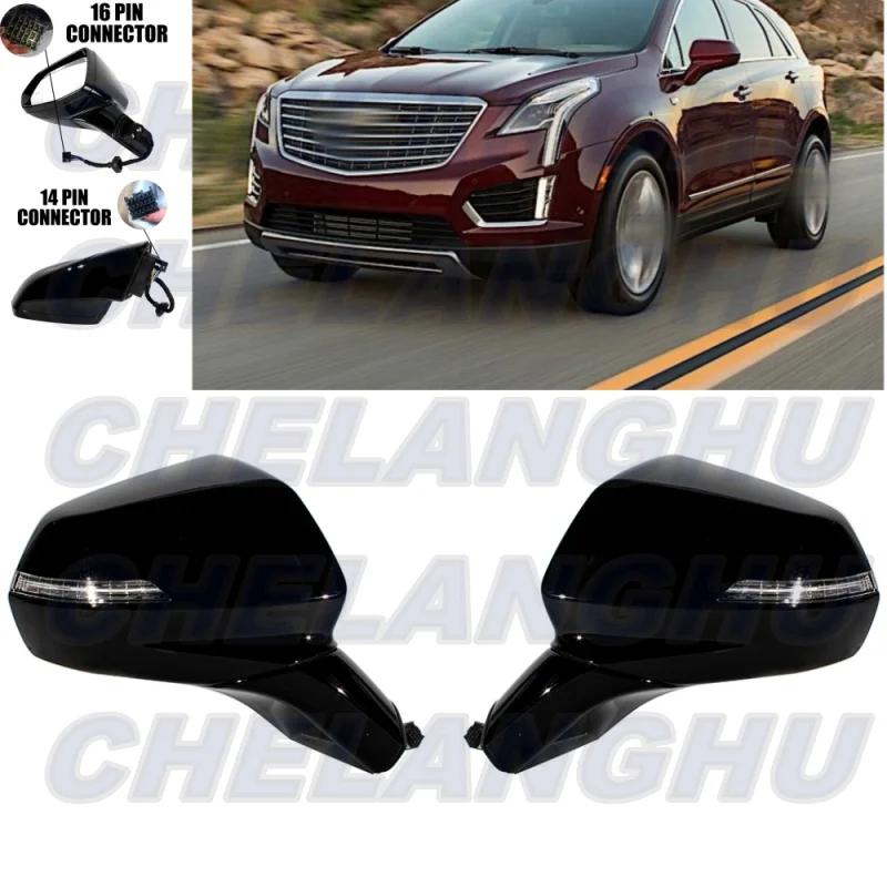 

For Cadillac XT5 2016 2017 2018 2019 2020 US version 1 Pair 16/14 Pins Black Painted Memory Power Fold Mirror Assembly