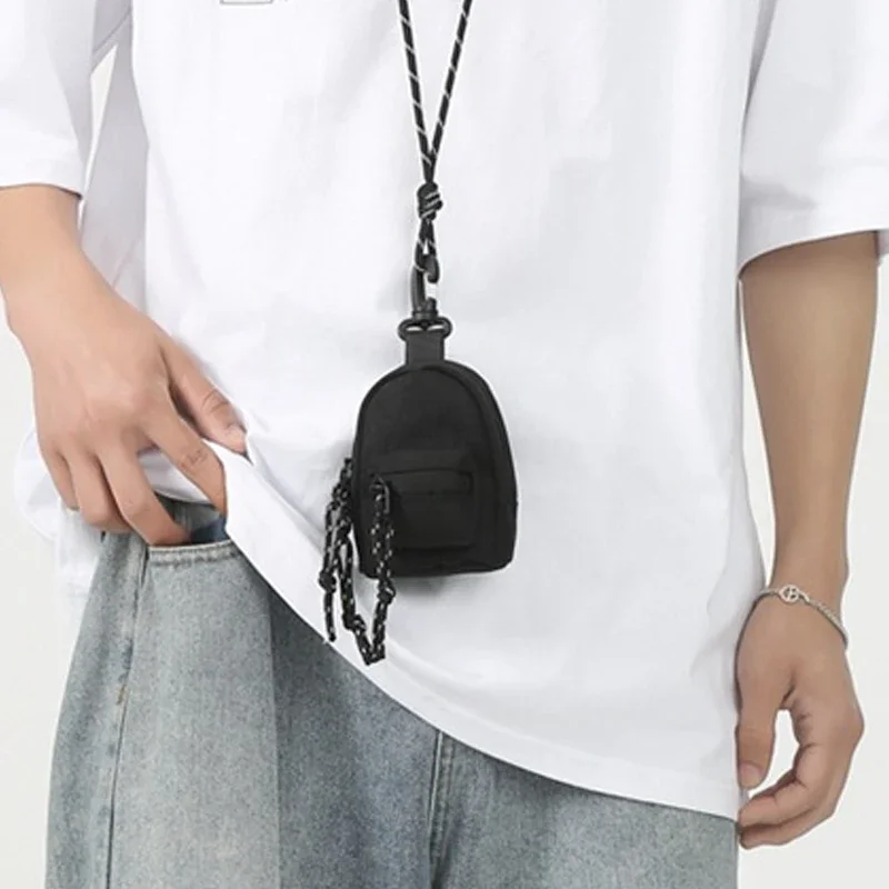 New Men's Backpack Hanging Bag Portable Coin Purse Key Earphone Storage Pocket Bag Card Holder Wallet Pouch Casual Mini Bag