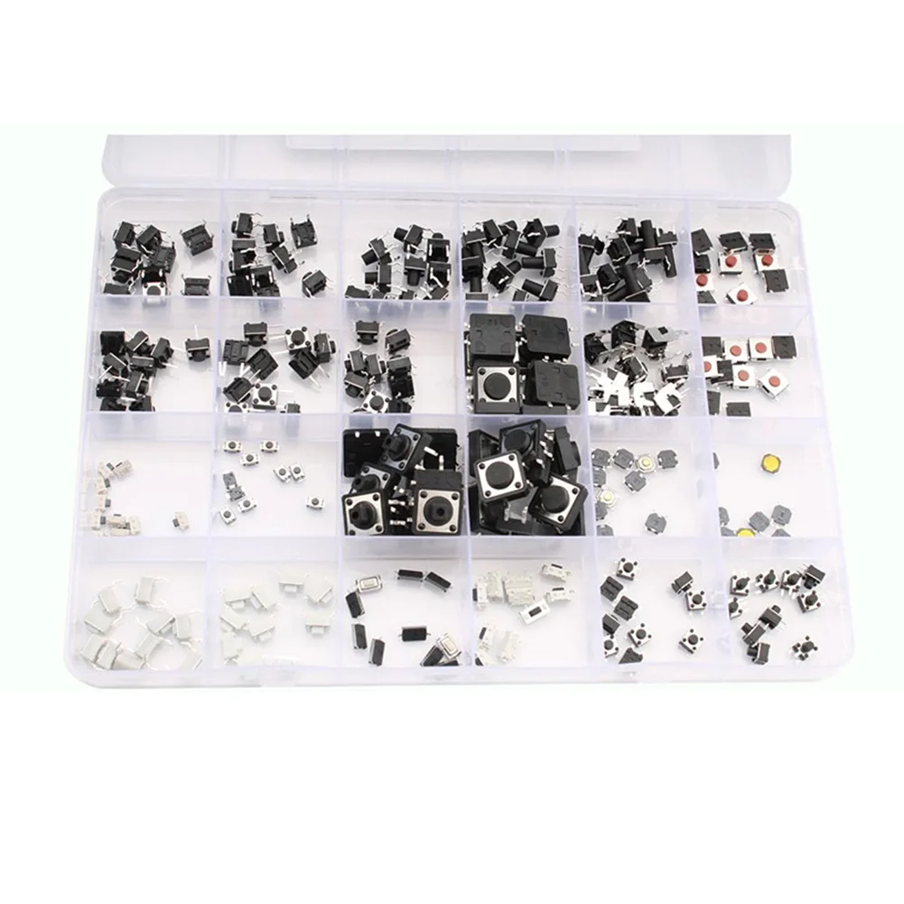 For Mini Switch Compatible Tactile Push Buttons 240 pcs 24 Value Types for Integration in Audio Equipment and Office Machinery