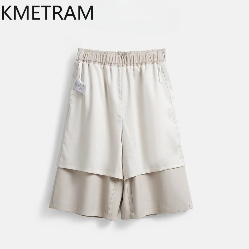 KMETRAM Quality Crossbreed Sheep Suede Genuine Leather Pants Baggy Knee Length Pants for Woman Trousers High Waist Pantalones