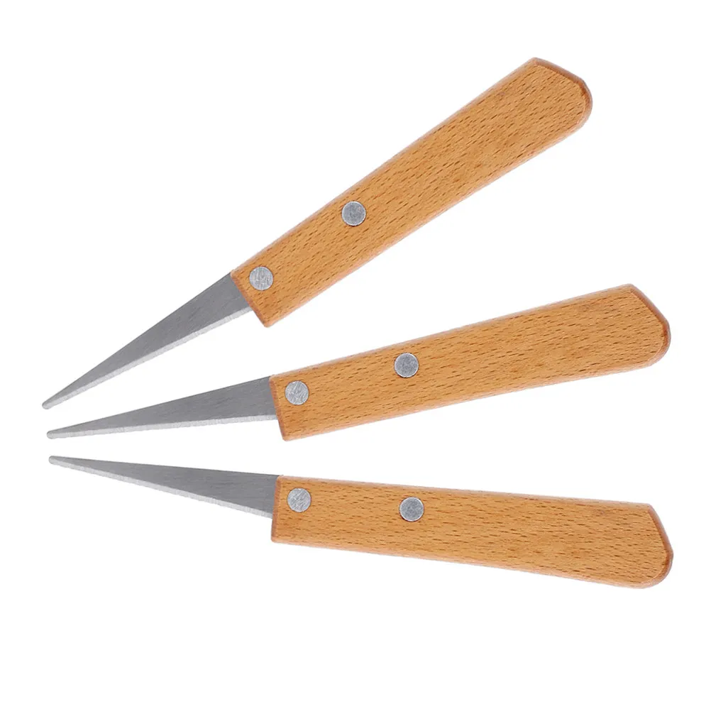 3Pcs Short Repair Knife Wood Handle Pottery Tools Sharp Blade DIY Clay Sculpting Polymer Clay Ceramic Decorative Tools Kit