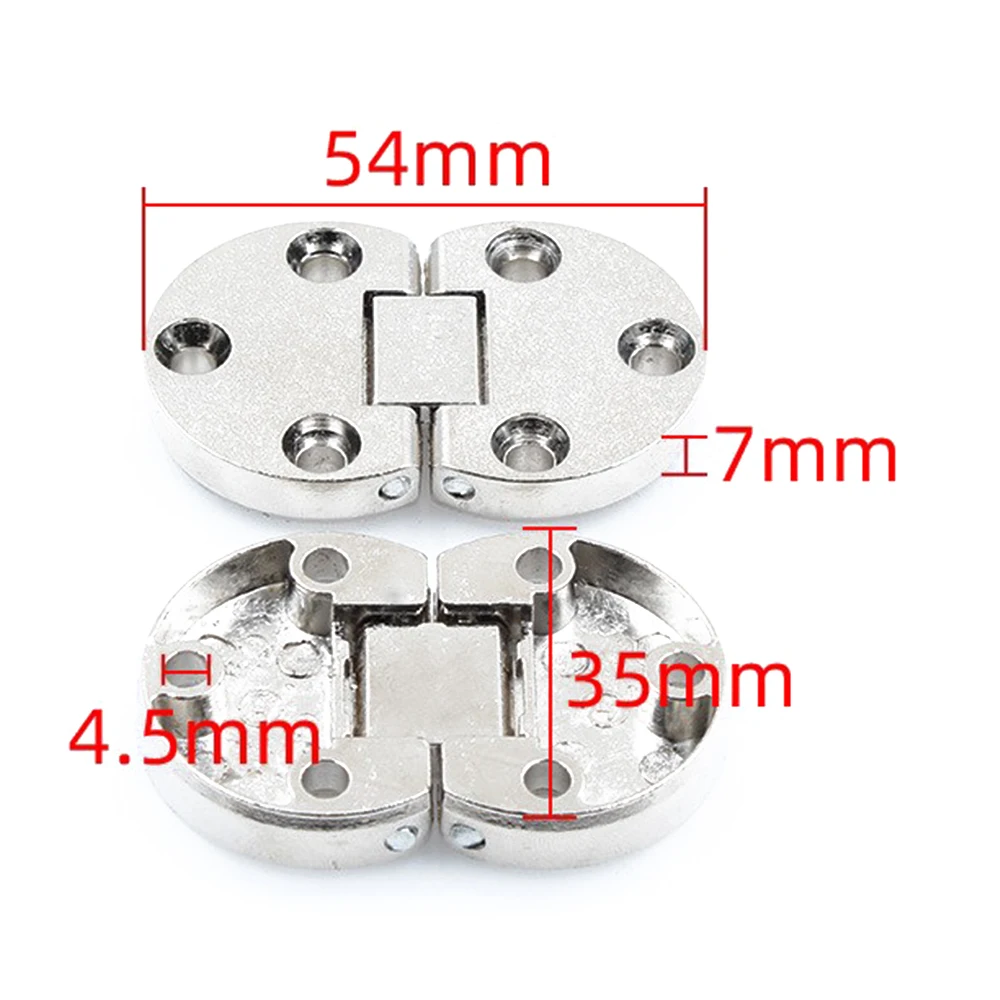 2Pcs Zinc Alloy Round Folding Table Hidden Hinge Furniture Cabinet Concealed Connector Bracket Embedded Hinge for Flap Table