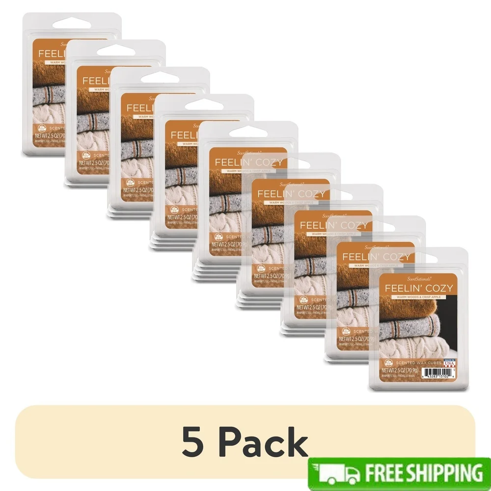 

5 Pack Feelin Cozy Scented Wax Melts 2.5 oz Highly Fragrant Aromatherapy Melts Electric Wax Warmers Relaxing Home Ambiance