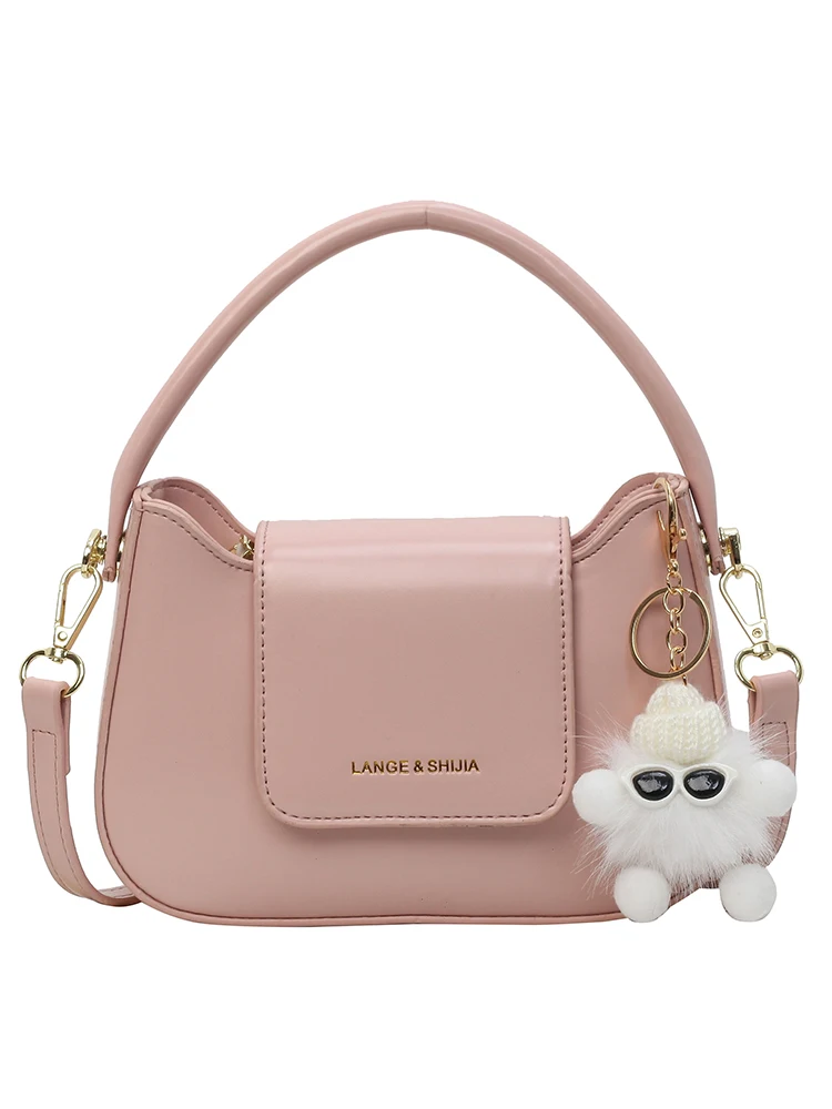 Pink PU Leather Small Square Bag for Women 2024 Spring Classic Flap Design Female Crossbody Bags High-Grade Sense Lady Handbag