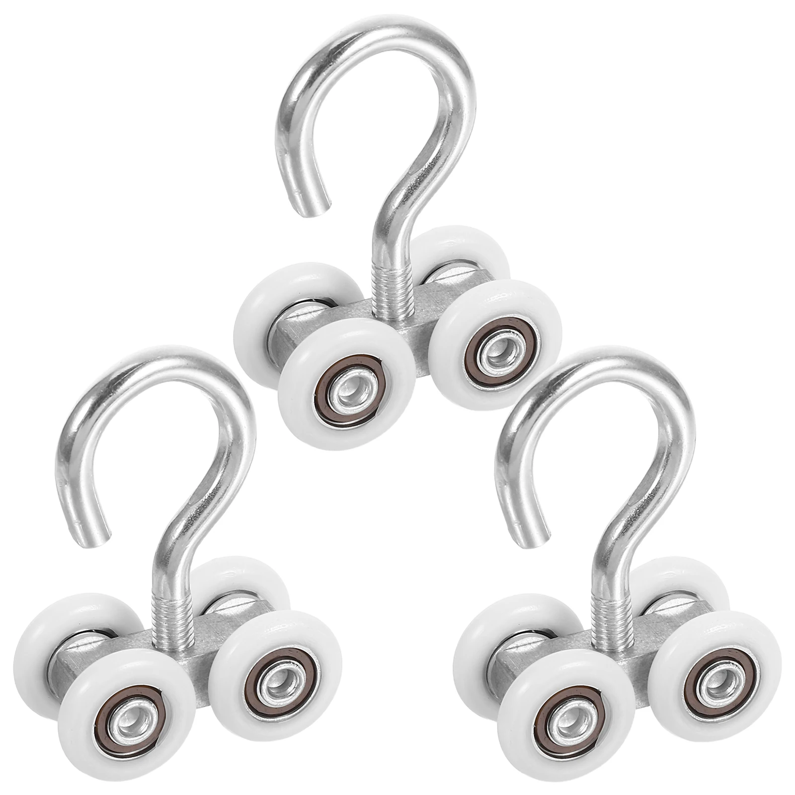 

3pcs Pulley Hook Hangers Heavy Duty Metal Roller For Large Drapes Greenhouse Shower Bathroom Tieback Ceiling Mounted