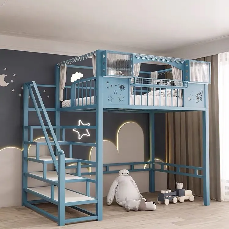Wrought iron loft beds with staircase single upper beds, loft beds, student dormitory loft beds