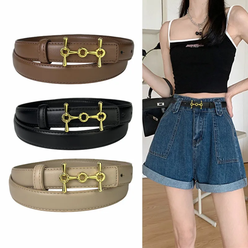 Women Belts Gold Horsebit Buckle Adjustable Multi-Color Waist Belt For Blouse Dress Jeans Plus Size Accessory