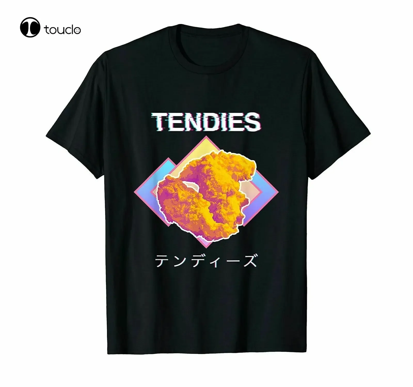 Vaporwave Tendies Chicken Tenders Japanese Kanji T-Shirts Cotton Trend 2021 Tee Shirt unisex