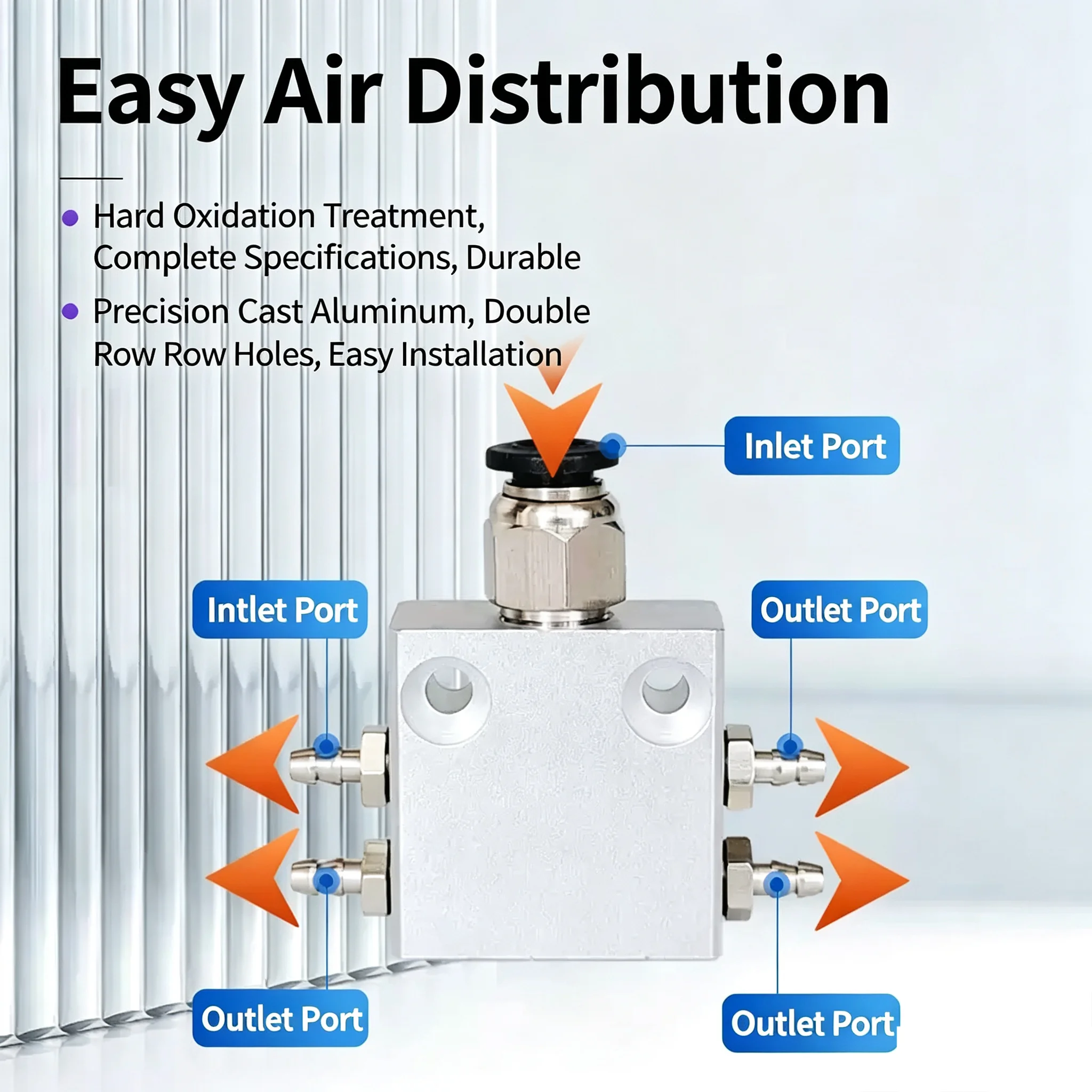 Multi Tube Vacuum Manifold 1 Way Air Inlet 4/6/8/10/12/16 Way Outlet Aluminum Alloy Small Exhaust Splitter Air Path Distributor