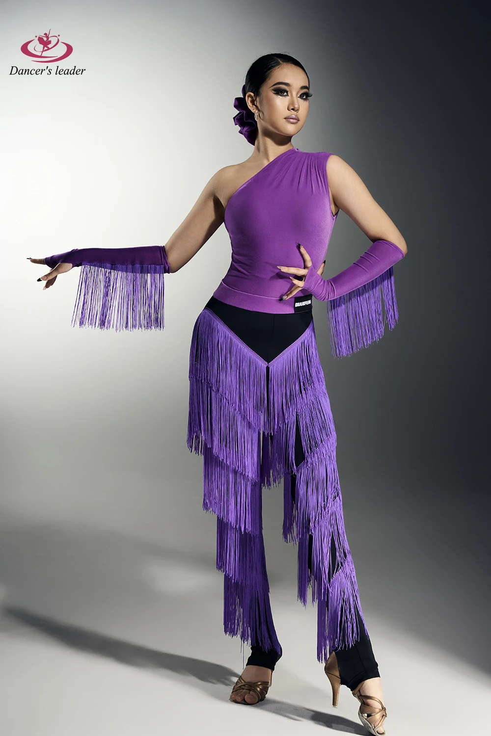 Robe de danse latine pour femmes, pour abonnés haut de gamme, avec pantalon à franges, vêtements professionnels de scène pour adultes